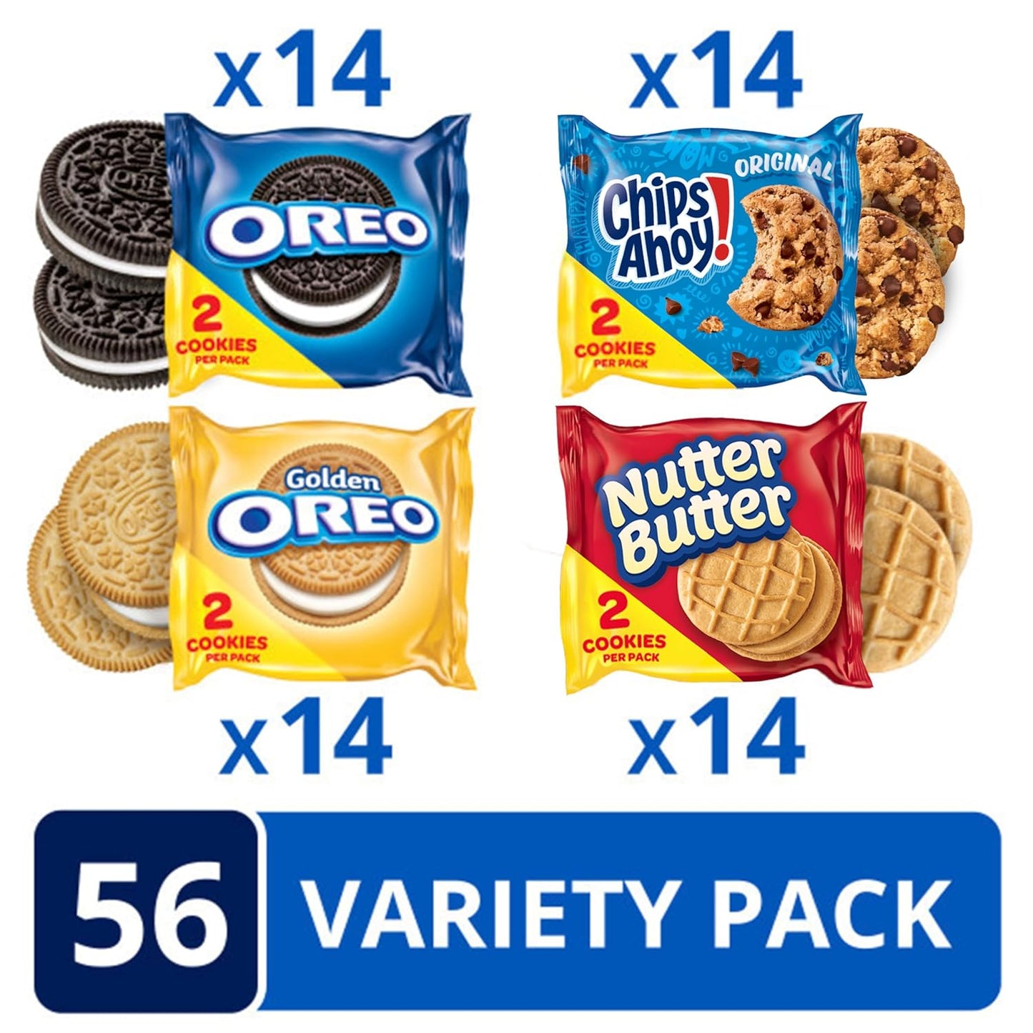 OREO Original, OREO Golden, CHIPS AHOY! & Nutter Butter Cookie Snacks Variety Pack