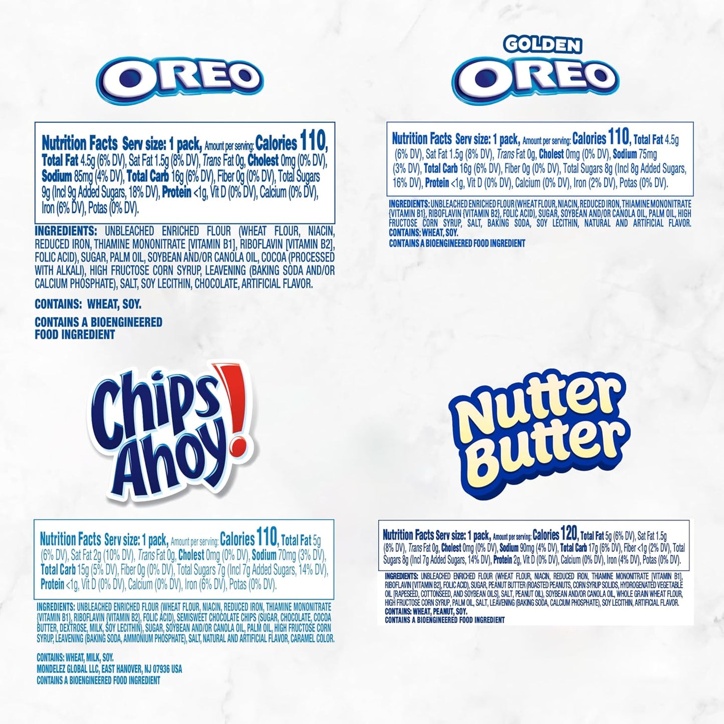 OREO Original, OREO Golden, CHIPS AHOY! & Nutter Butter Cookie Snacks Variety Pack