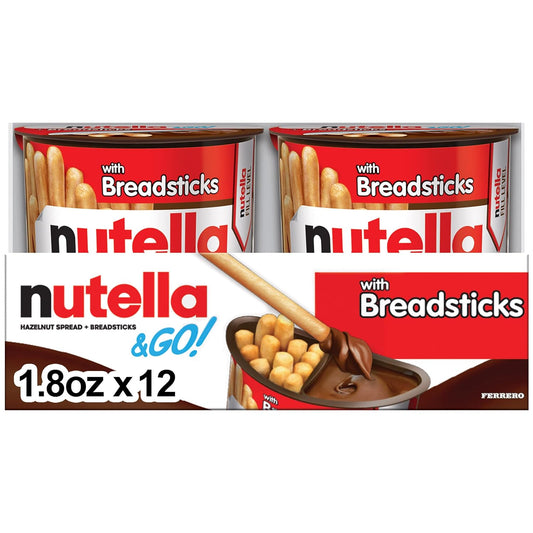 Nutella & GO! Bulk 12 Pack, Hazelnut and Cocoa Spread with Breadsticks