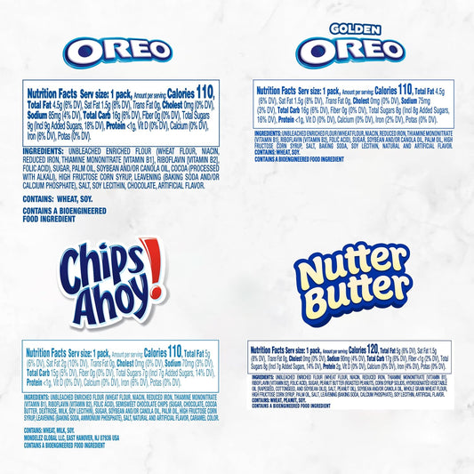 OREO Original, OREO Golden, CHIPS AHOY! & Nutter Butter Cookie Snacks Variety Pack